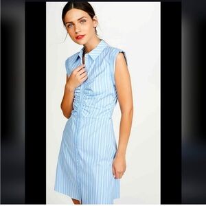 Veronica Beard Ferris Striped ruched button down shirt dress 2